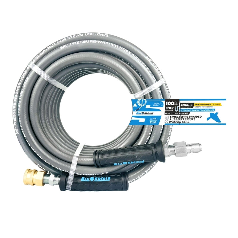 Blu Shield Single Wire 3/8 4K PSI Pressure Washing Hose